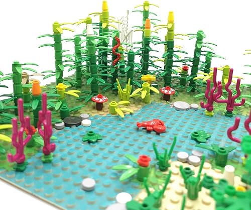 Miniatura 4 de ZHX Rainforest Jungle Bridge - Juguetes de bloques de construcción con 2 placas base (10 x 10 pulgadas cada uno) ladrillos de jardín, accesorios de