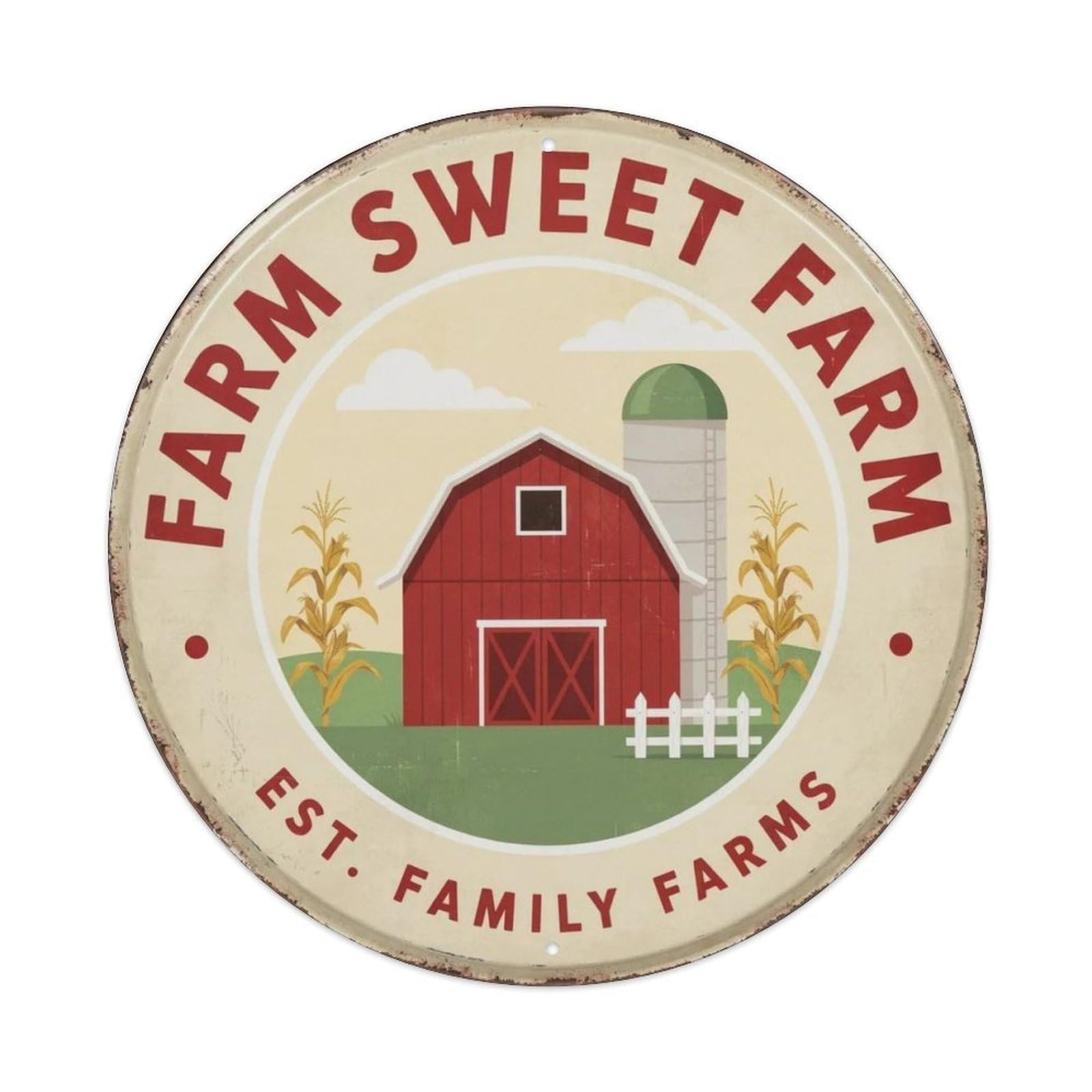 Farm Sweet Farm Red Barn Metal Tin Sign Plaque