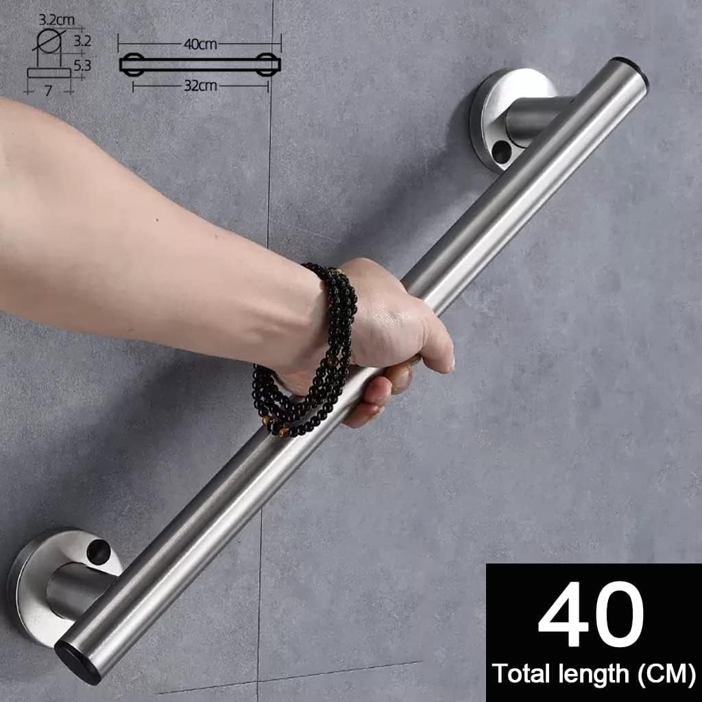 NZPOST Barra cilíndrica para baño de acero inoxidable 304 de color negro, antideslizante, mango de ducha recto con pintura al horno, para personas mayores y discapacidades menstruales, color blanco