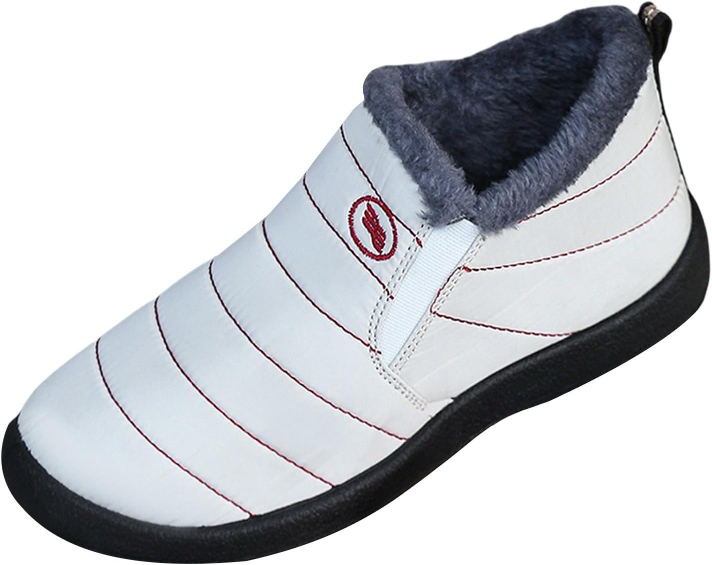 Womens Boots Wide Fit Warm Fluffy Snug Faux Fur Lined Winter Ankle Booties Waterproof Pull On Snow Boot Comfortable Outdoor Anti-Slip Short Boots Lightweight Plus Size Arch Support Shoes