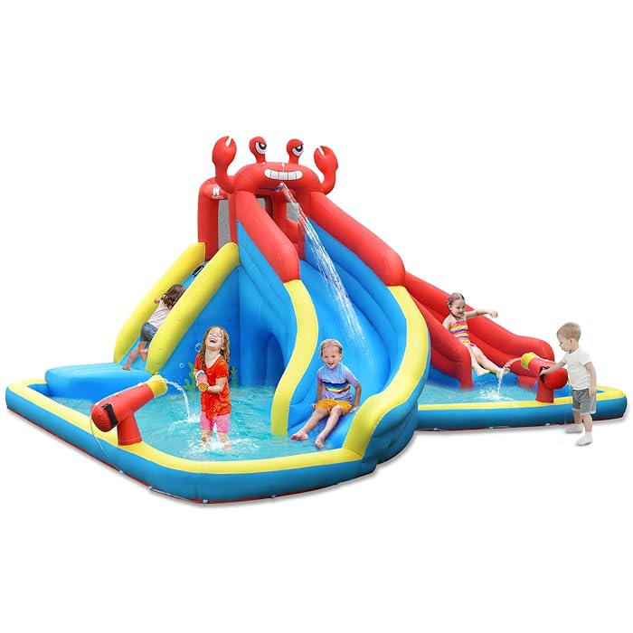 Buy BOUNTECH Inflatable Water Slide, 7 in 1 Giant Water Park Double