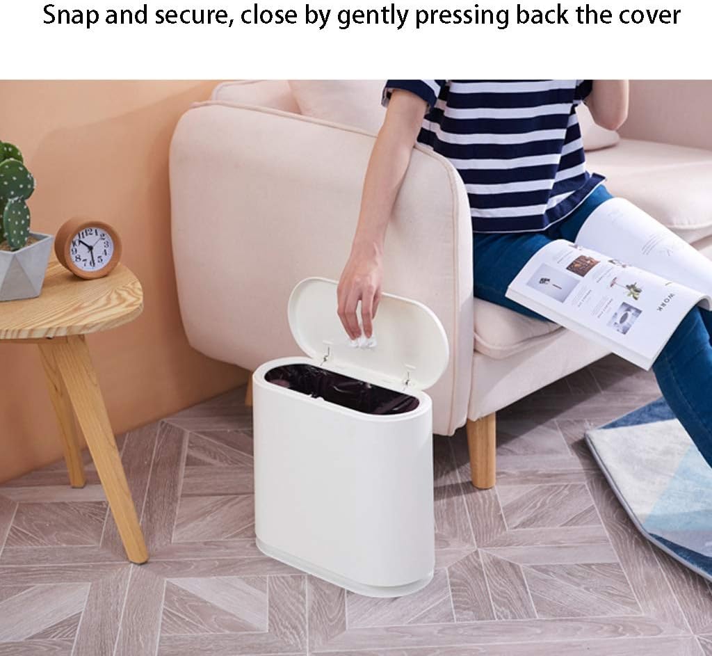 家庭用バスルームプレス型トイレリビングルームキッチンベッドルームカバー付きクリエイティブゴミ(Beige)