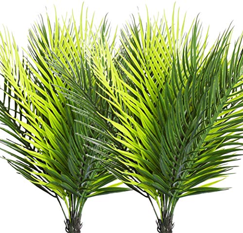2 Pcs Artificial Palm Leaves Plants Faux Palm Fronds Tropical Large Palm Leaves Greenery Plant for Home Garden Hawaiian Party Jungle Party Decoration