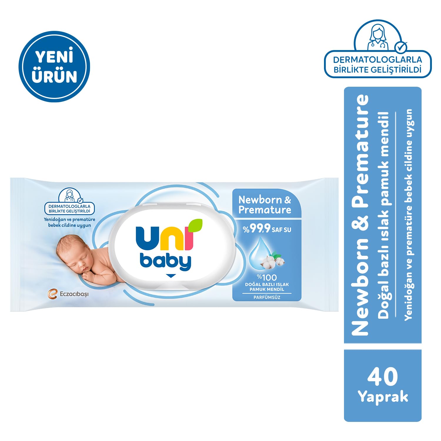 Uni Baby Newborn & Premature Islak Mendil 1x40