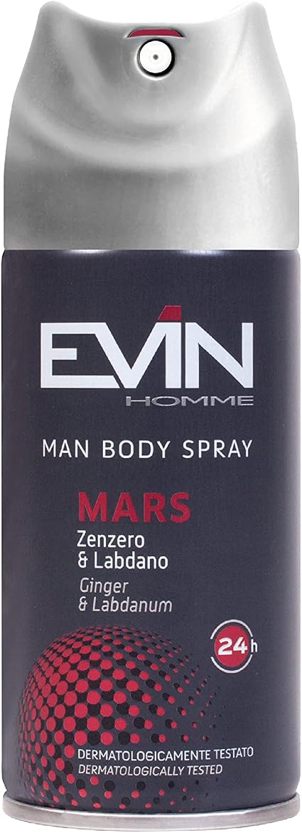 EVIN HOMME | 24 Dezodoranty Męskie Spray, Imbir i Labdano, Trwałość 24h, 150 ml