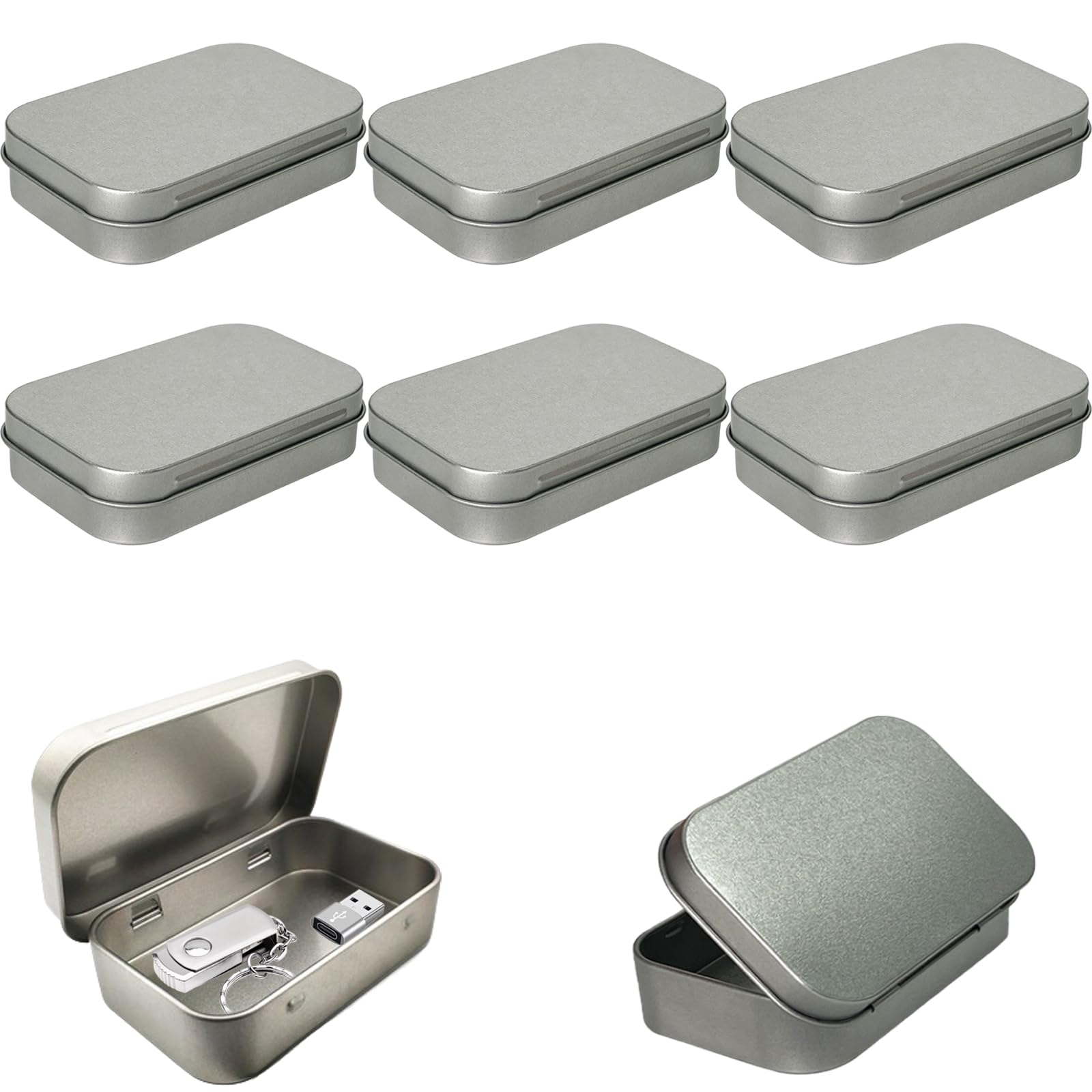 Uoxmiy Multicolour 6 Pcs Storage Iron Box With Lid,Metal Rectangular Container Candy Key Hairpin Storage Box（9.5 * 6 * 2Cm）