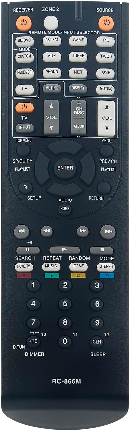 Beyution RC-866M Replace Remote Control Fit for Onkyo AV Receiver TX-NR626 HT-RC560 TXNR626 HT-S5300 HT-S6300 HT-S7300 TXNR315 TX-NR525 TXNR525 TX-NR737 HT-R391 TX-NR315 Sub RC-868M