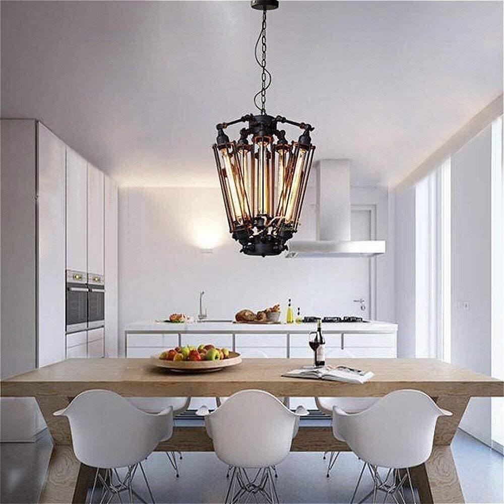 NZDY Industrial Loft Pendant Lights Chandelier Steampunk Steel Ceiling Light 8 Lights Metal Hanging Chandelier Bar Coffee Shop Restaurant Decorative Lighting Black