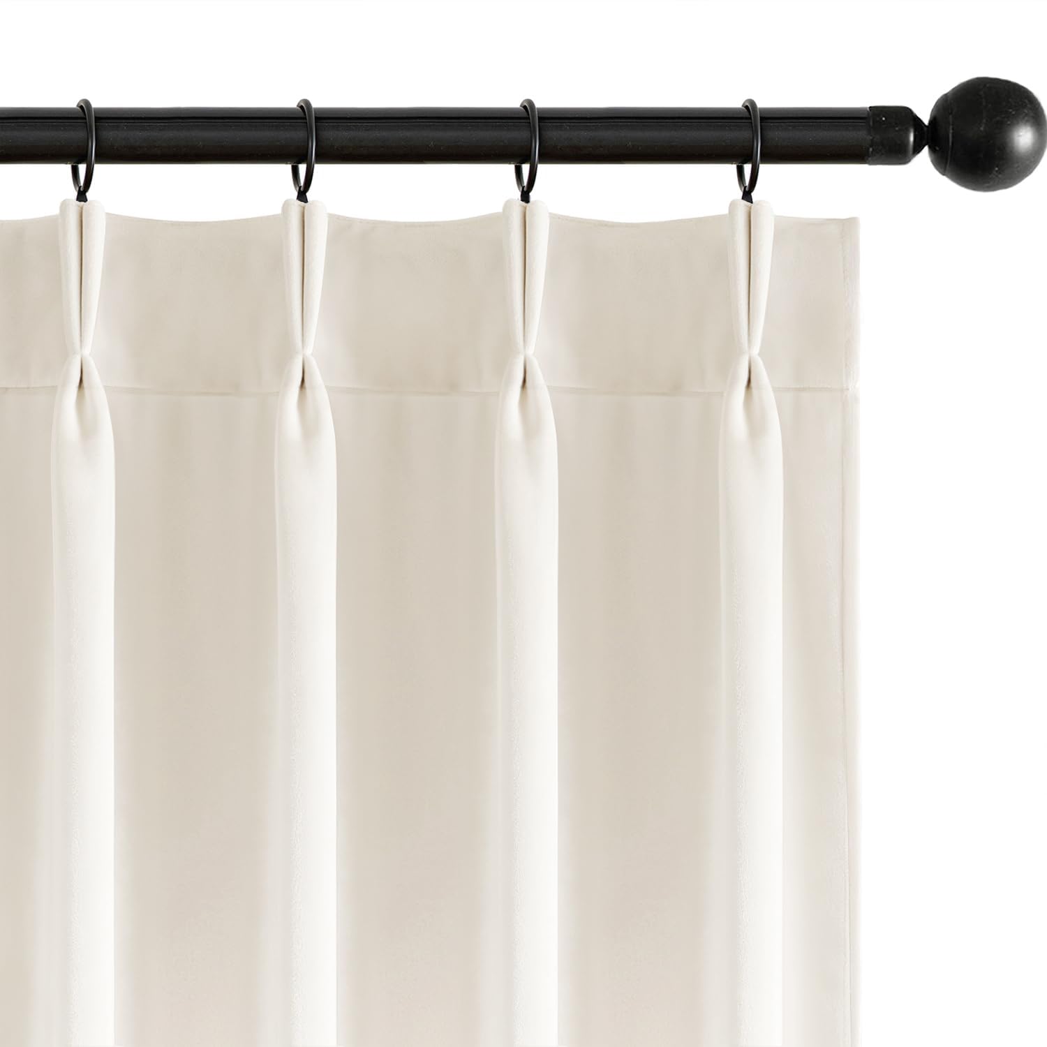 MIULEE Ivory Velvet Curtains 96 inches Long, Pinch Pleated Blackout Drapes with Hooks, Cream Thermal Insulated Pinch Pleat Panels for Bedroom Living