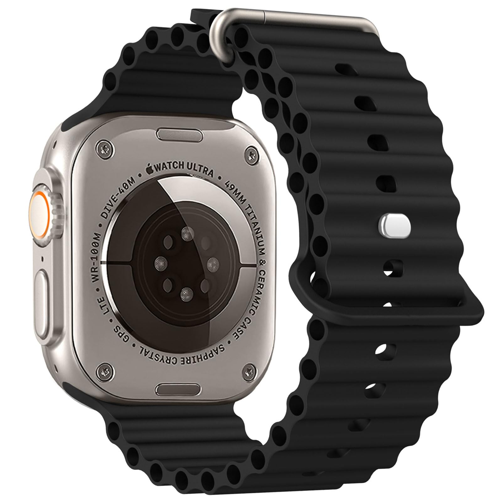 Ocean Silicone Bands Compatible with Apple Watch Ultra 49mm 45mm 44mm 42mm, Soft Silicone Sport Wristbands Replacement Strap for iWatch Ultra 2 /Ultra /SE Series 9 8 7 6 5 4 3 2 1 for Women Men