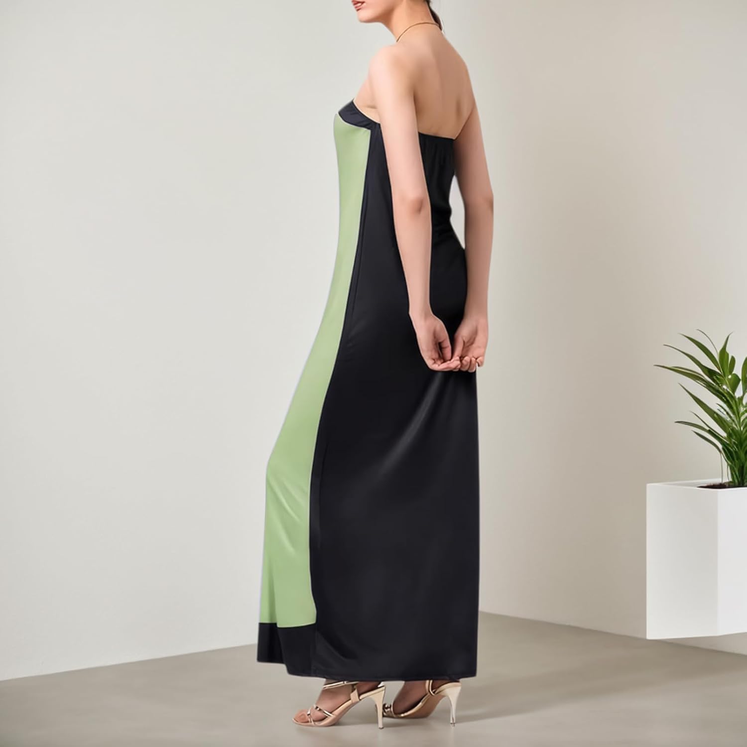 Zwirelz Women Strapless Maxi Dress Boho Floral Print Flowy Long Tube Dress Off Shoulder Loose Beach Sundress - Image 5