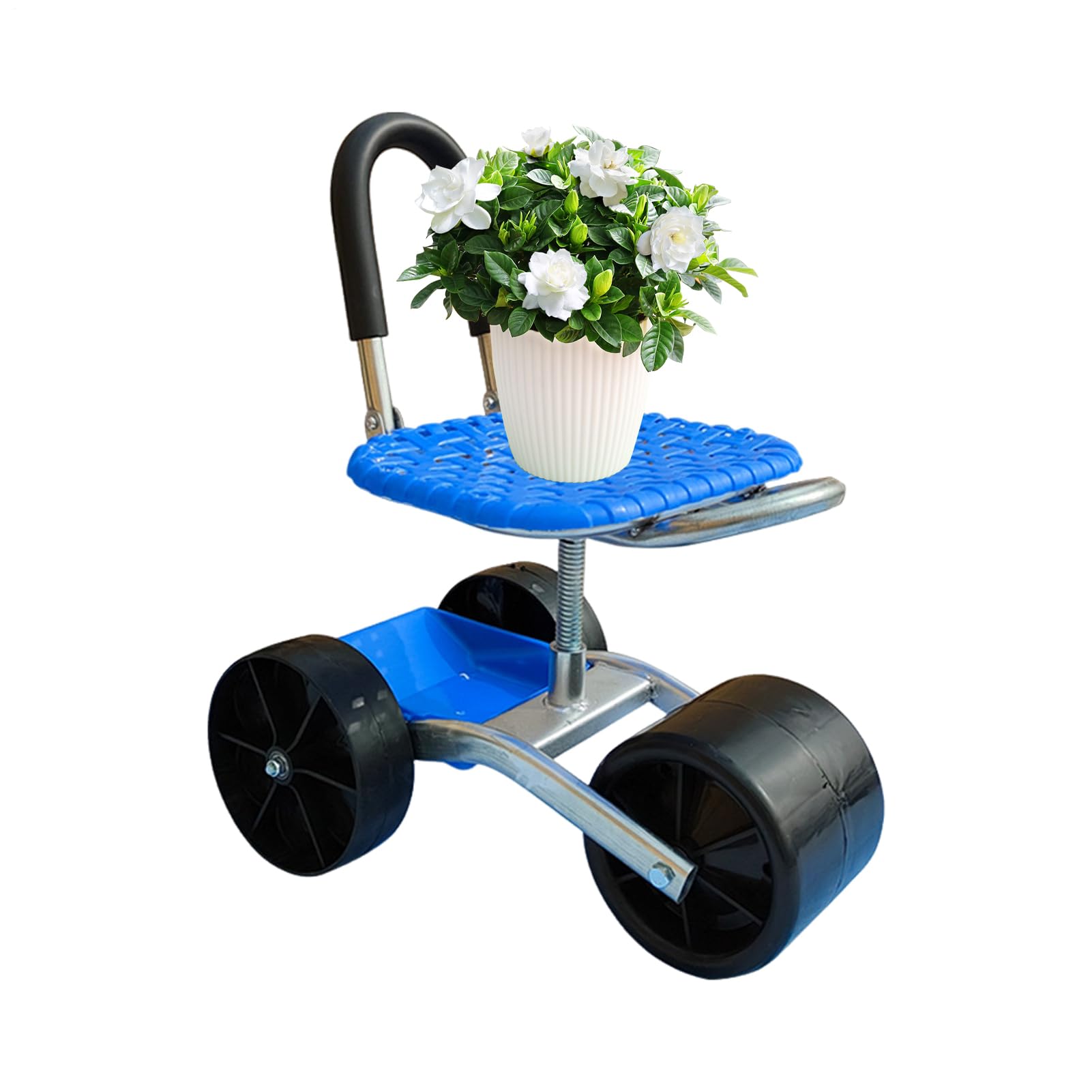 Sedile da Giardino con Ruote Sgabello Girevole a 360 Gradi | Sedile Per Giardinaggio Rotolante Sgabello Carrello Da Giardino Multiuso Portatile Altezza Regolabile Per Seduta All'Aperto
