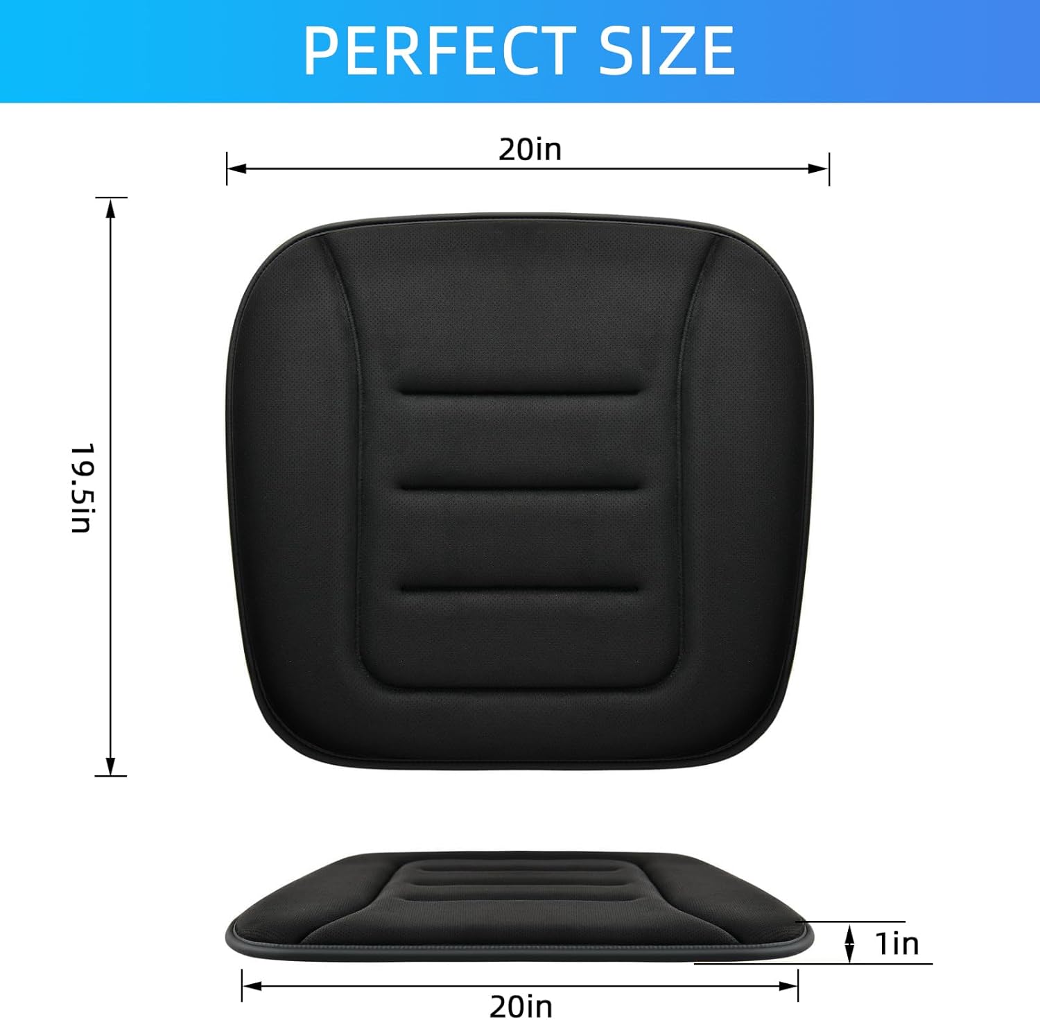 KAYI Car Seat Cushion, Memory Foam Car Seat Cushion, Anti Slip Rubber Bottom Car Seat Cushions for Driving, Suitable for Car and Office Chairs (Black) - Image 2