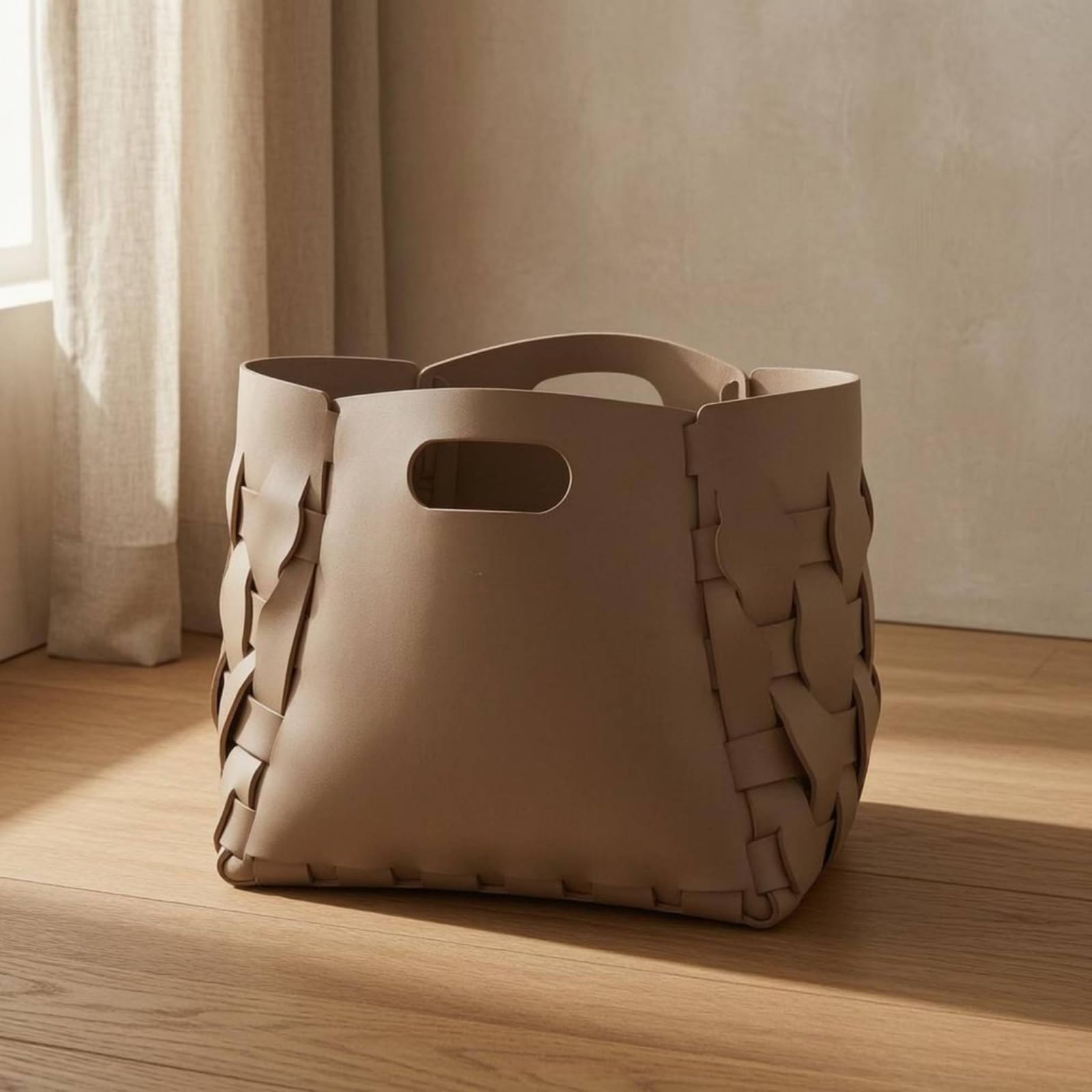 Cesto de Ropa Cesto de Almacenamiento Cesta Organizadora Cesta Plegable de Cuero con Asas Recortadas Adecuado para Ropa Juguetes Sala Hogar, Negro