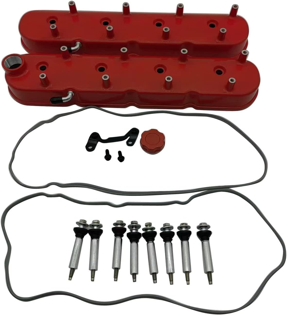 1 SET SHLPDFM Engine Valve Covers Cast Aluminium Red Tall