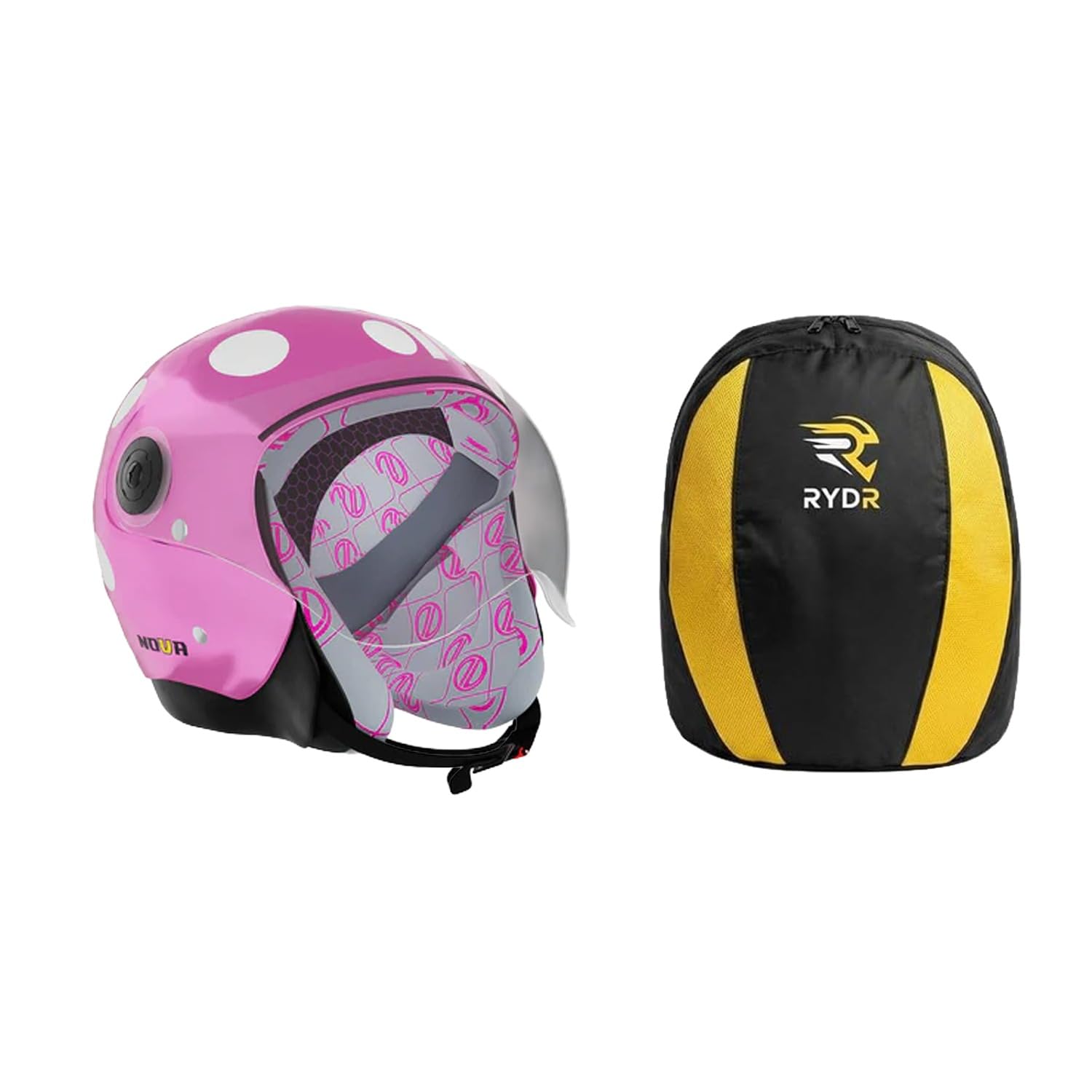 RYDR Open Face Motorbike Helmet for Kids | Lightweight Safety Helmet for Boys and Girls with Strong Outer Shell Soft Padding and Clear Visor-image-19