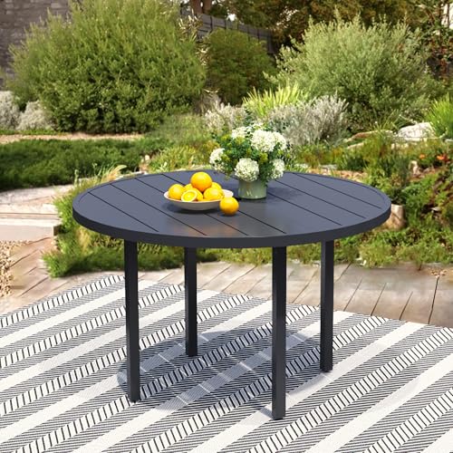 Black Round Outdoor Dining Table for 6: Stylish Patio Set for Perfect Gatherings 6 47