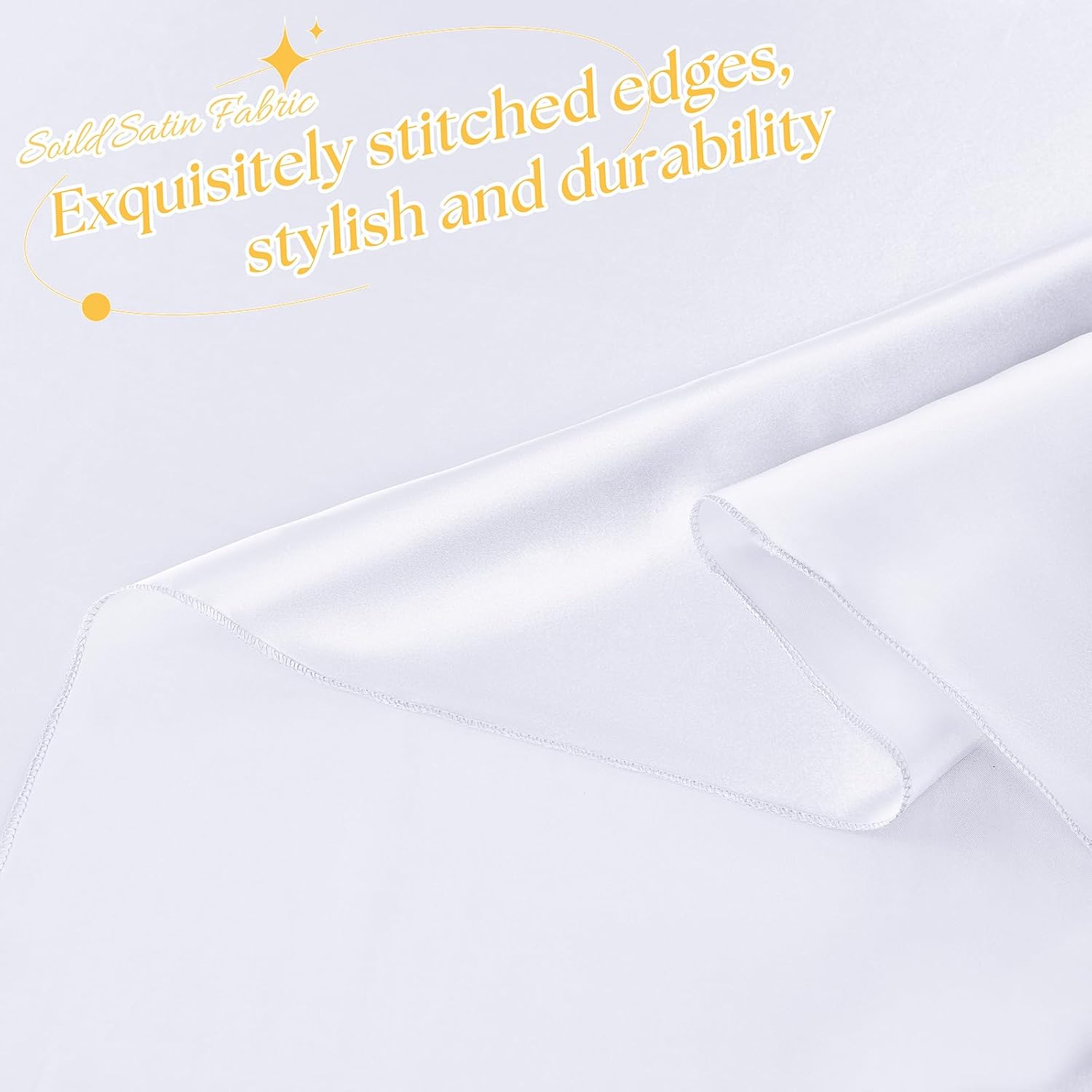Entisn Oval Satin Tablecloth White 60x84 Inch, Lock-Stitched Edge