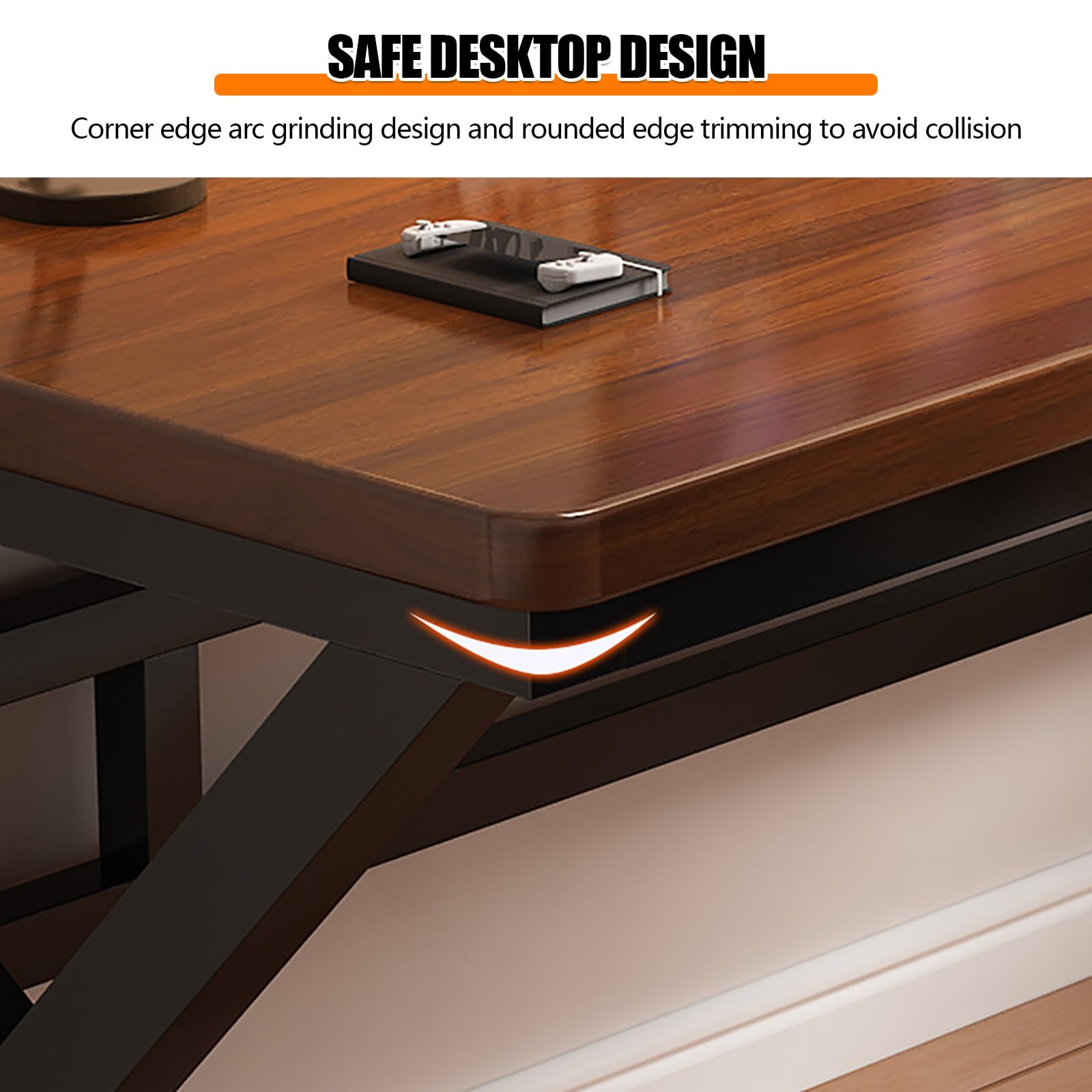 Scrivania da gioco da ufficio, in legno massello con staffa in metallo tipo K, spessore 2,5 cm, design moderno con foro per cablaggio, per uso domestico e ufficio