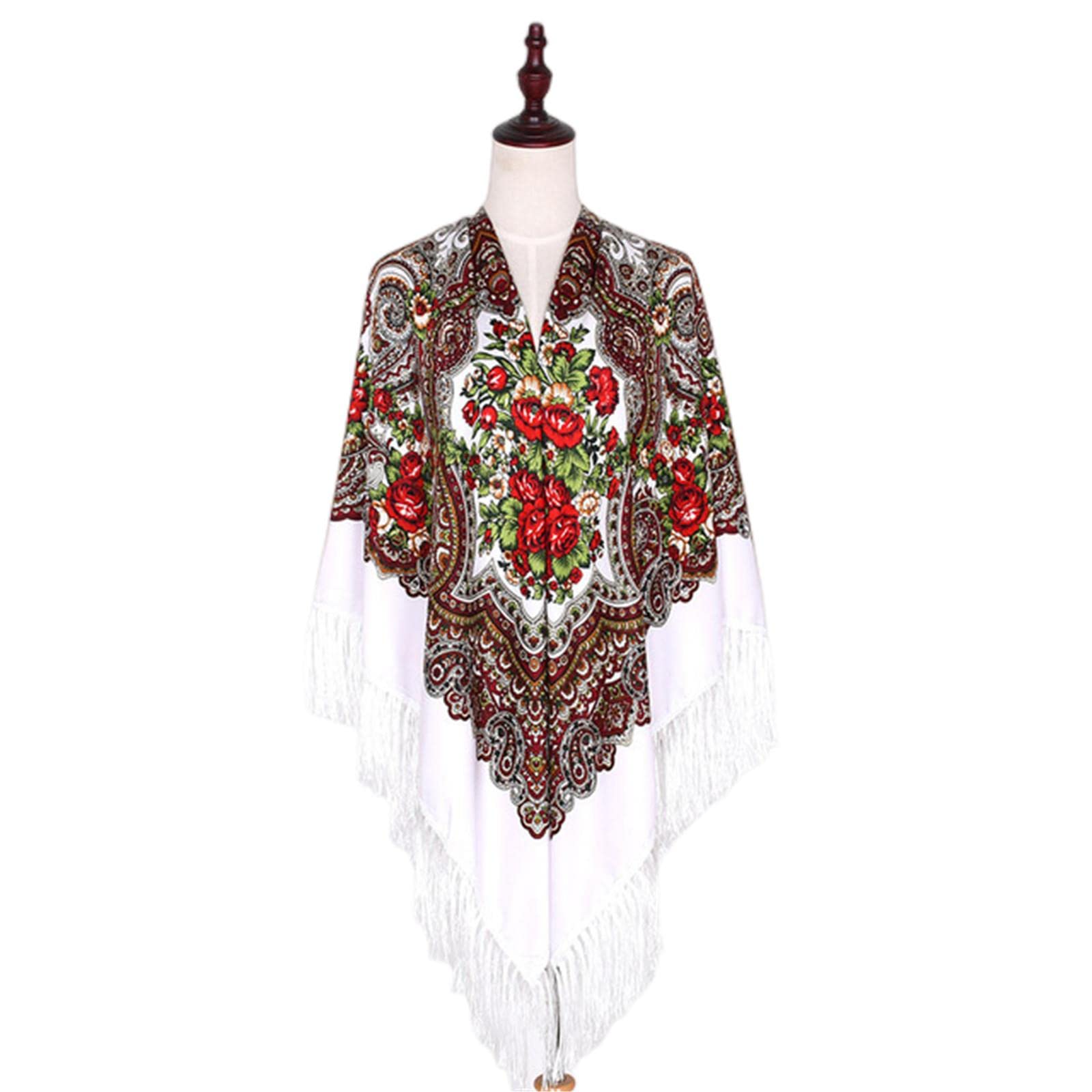 KOOBS Schal Winterdecke Schalbandana Übergroße Vintage Frauen Quaste Square Poncho Hijab 160 cm Schal