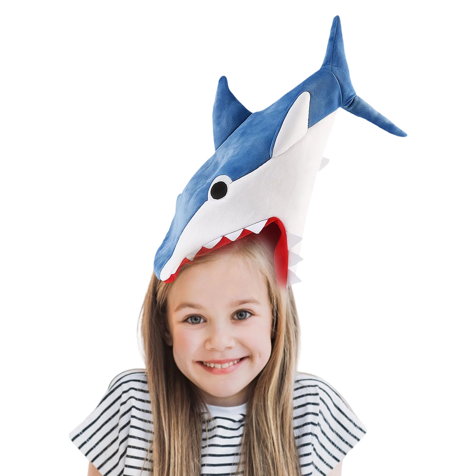 QhgPnt Shark Hat, Blue Shark Costume Headpiece for Halloween and Costume Parties Shark Mask with Realistic Design