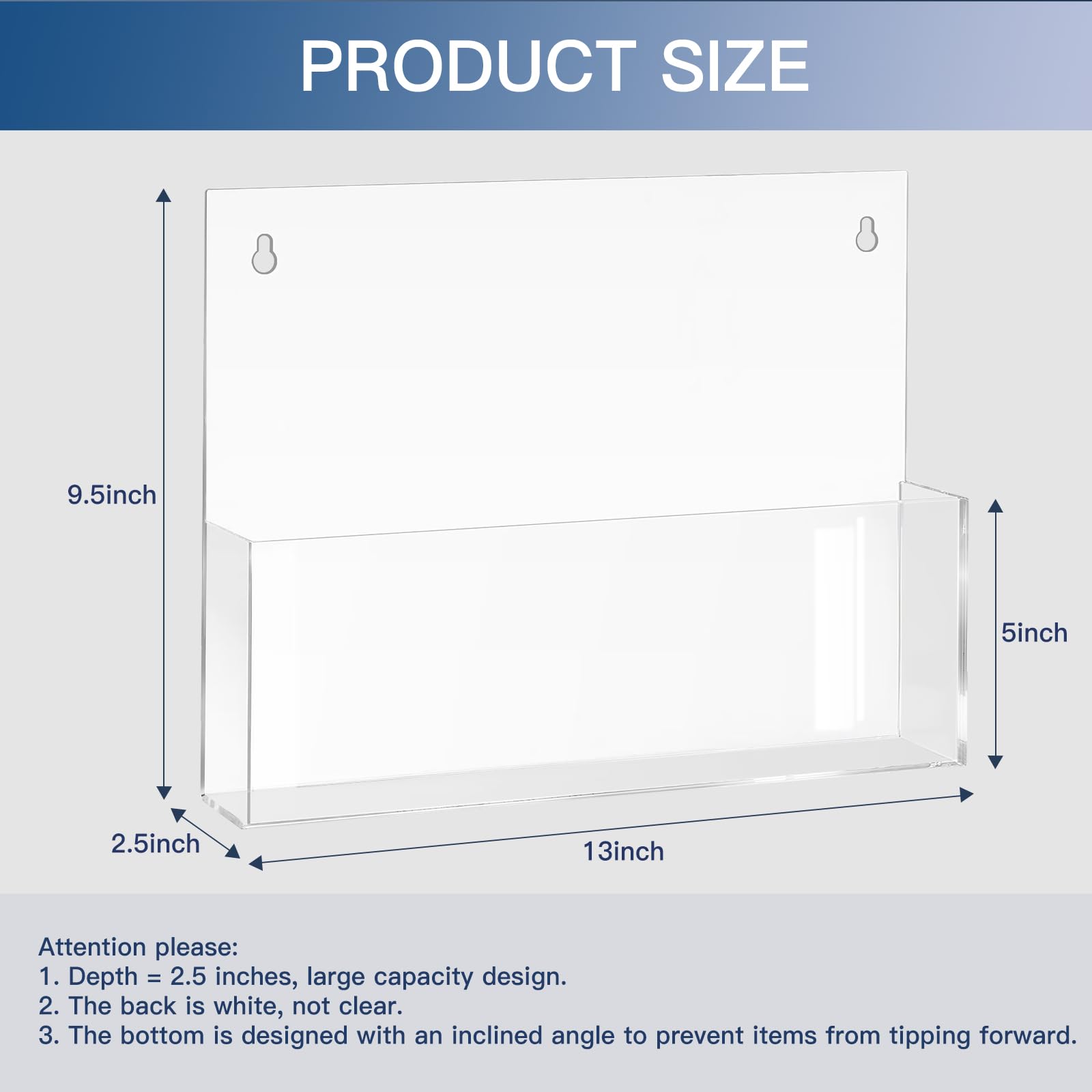 JUESHA Soporte de pared acrílico para archivos, paquete de 2 organizadores de papel para colgar, autoadhesivos, soporte de correo para carpetas de cartas, folletos de vinilo