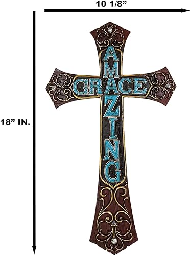 Miniatura 2 de Ebros Gift Placa decorativa de madera sintética de estilo occidental de 18 pulgadas de alto, diseño de cruz de pared