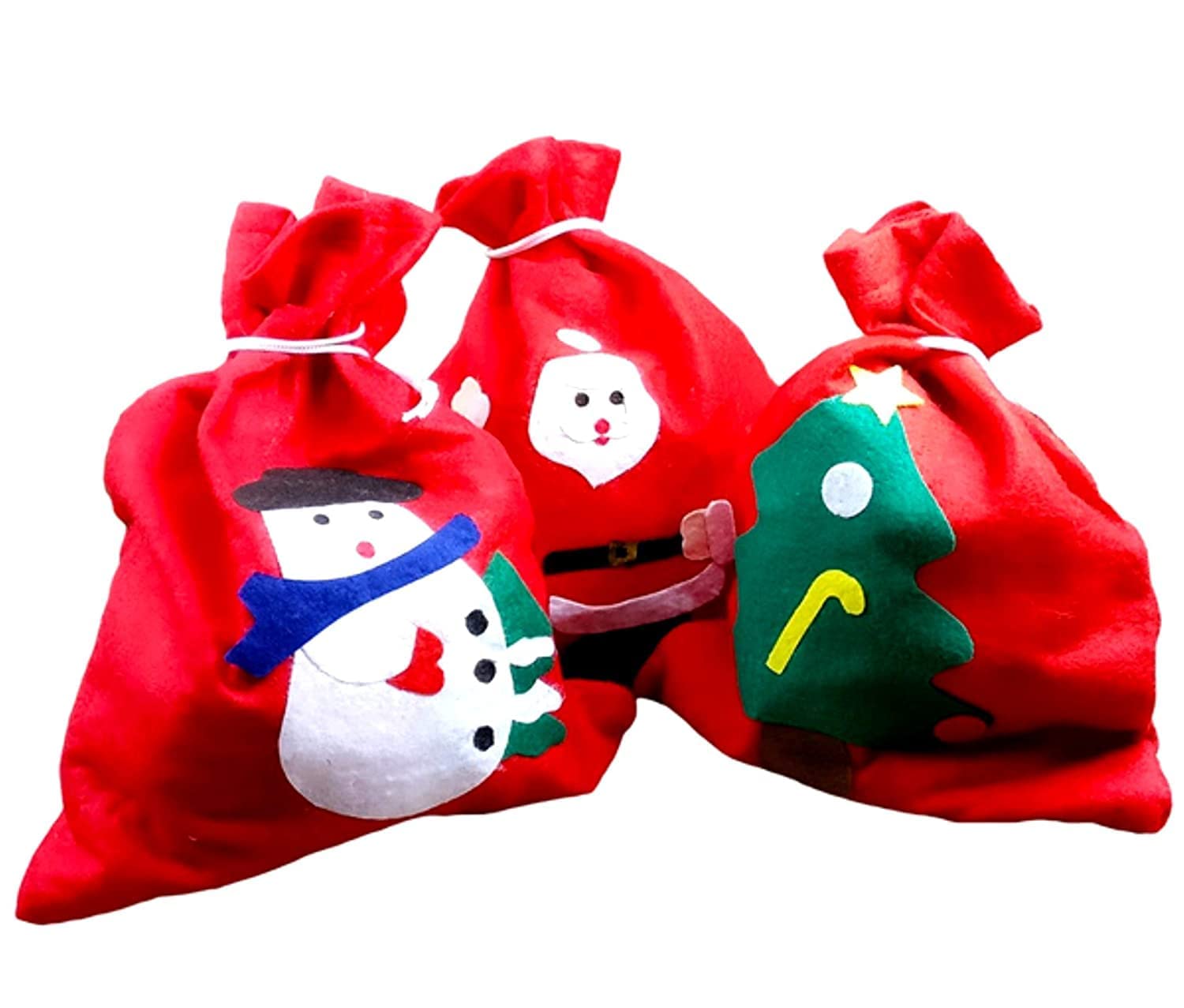 SMARTBUYER 3 Pcs Christmas Santa Drawstring Gift Bag, Reusable Candy Bags for Festival,Party Candy Bag for Xmas Christmas Party