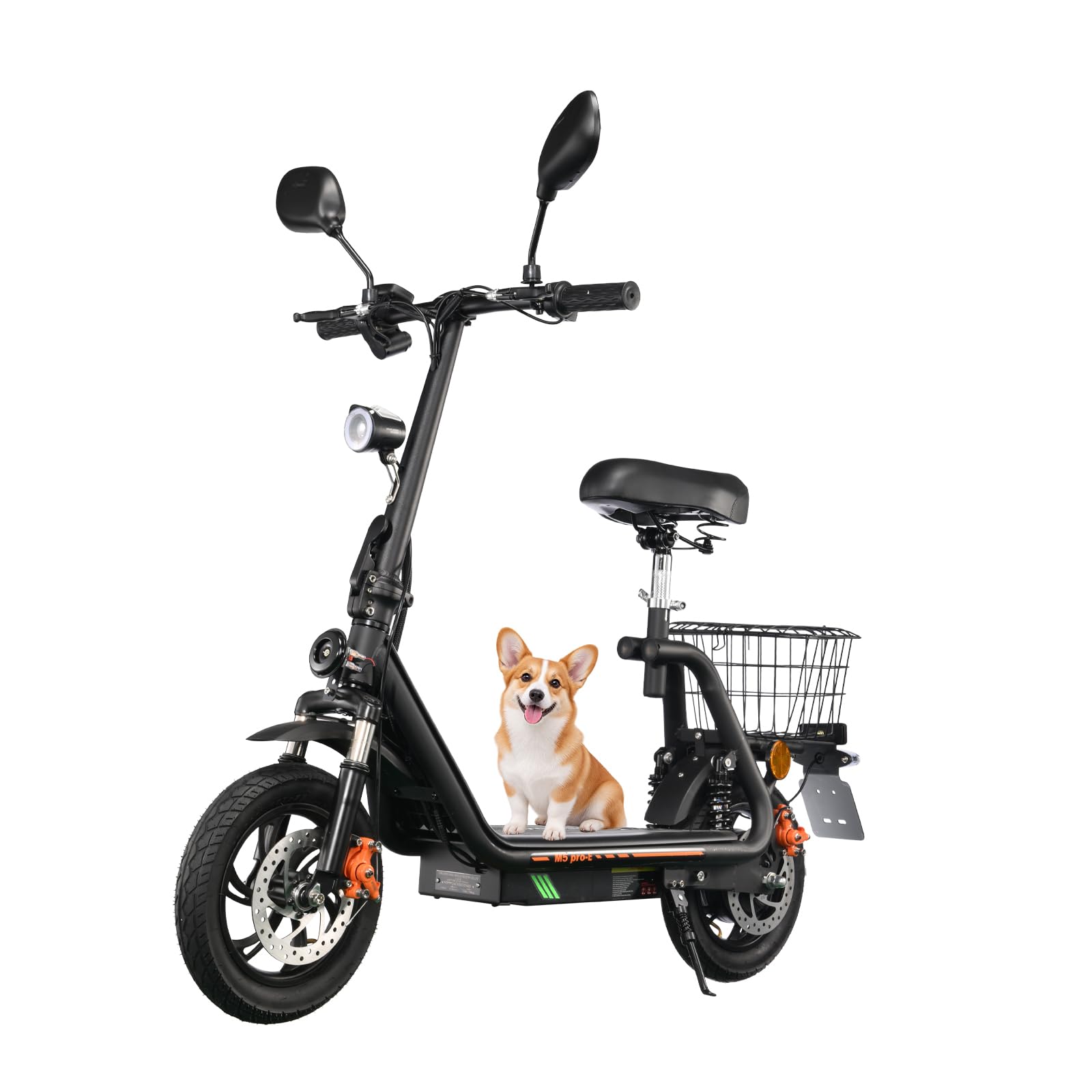 TWOFISH E Moped mit Straßenzulassung, Elektro Motorrad für Erwachsene mit 500W Motor 48V 13Ah Akku, 12/14 Zoll Reifen, IPX4, Display, Rückspiegel, Stoßdämpfendes Design