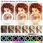 STALLY 10.2" Ring Light with Stand, 75" Tall Ring Light with Phone Holder and Wireless Remote, 12 Dimming Levels, 32 Color Modes Selfie Light Tripod for iPhone, Live Stream, Makeup, YouTube, TikTok - Image 2