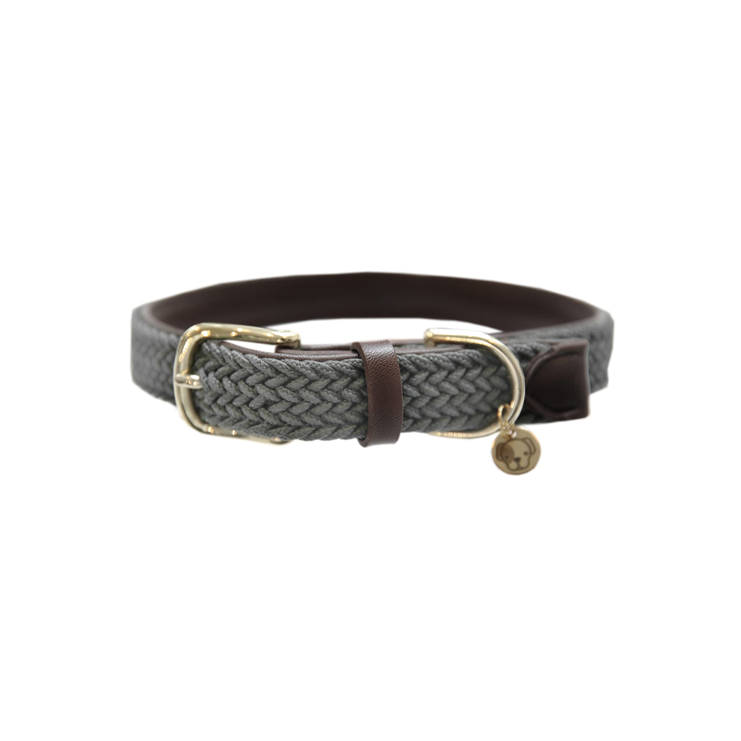 Kentucky Dogwear Hundehalsband Aus Geflochtenem Nylon – Grau, Größe S, 42 Cm, Mit Logo-Anhänger