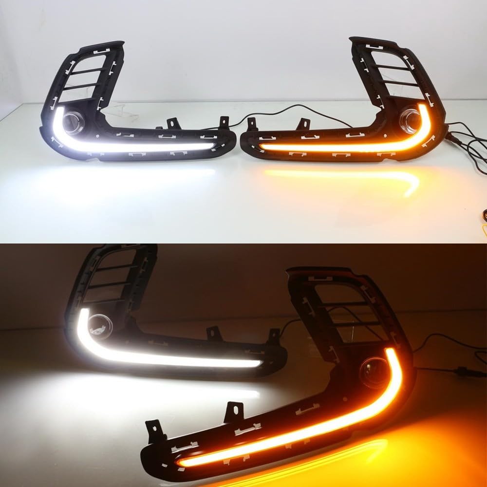 Guía de luz LED de luz diurna para Elantra 6th 2017 2018, DRL LED con intermitentes amarillas