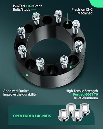 Miniatura 3 de SCITOO 4 espaciadores de rueda de 8 x 6.5 pulgadas de diámetro de 3 pulgadas, pernos de 5.118 in 916-18 8 separadores de rueda para Ram 2500