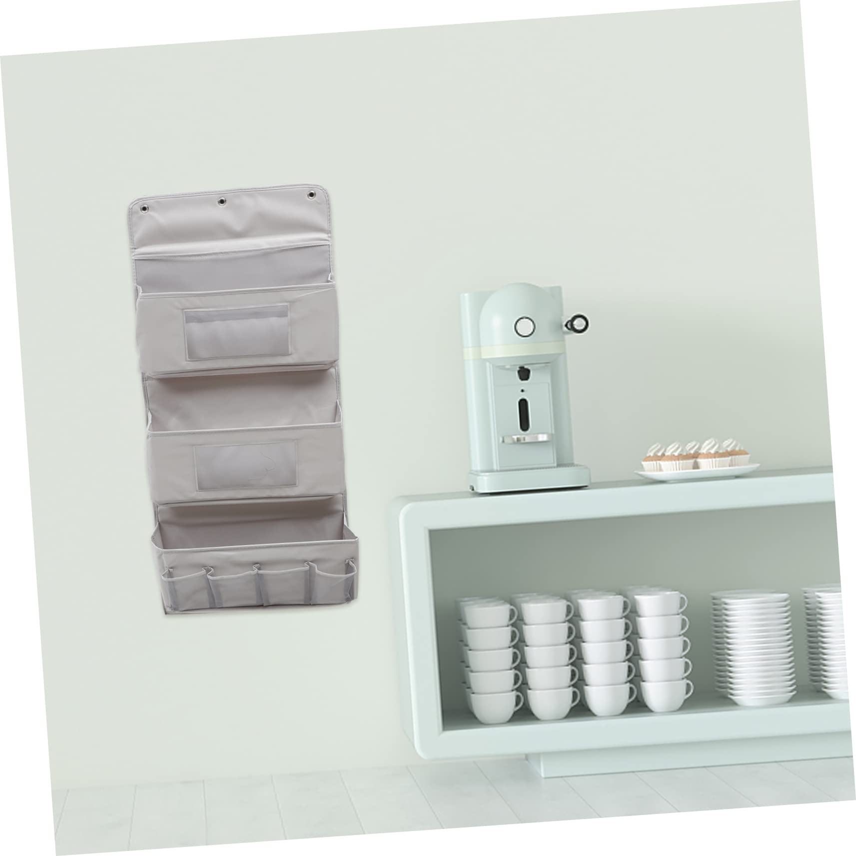 Mikikit Bolsa de Almacenamiento Colgante de 3 Capas Gris, Organizador de Pared de Tela, Resistente y Multifuncional, para Armario y Puerta, Adecuado para Dormitorio y Baño, Set Único