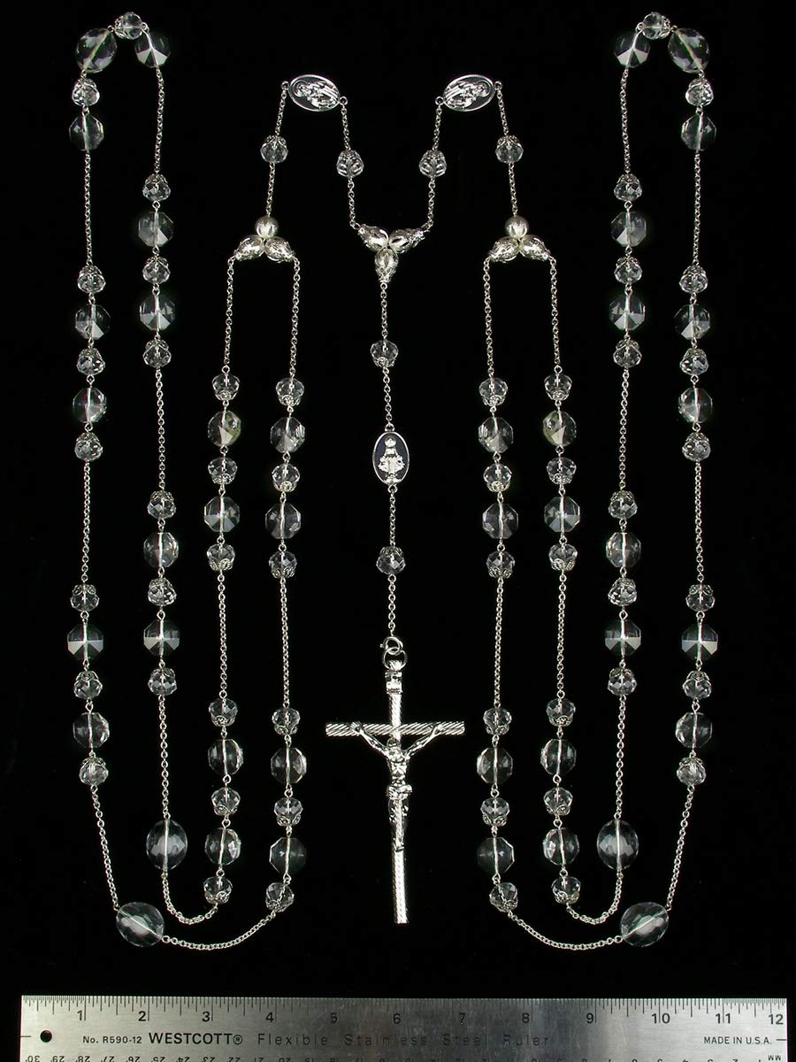 DivaDesigns Hispanic Traditional Wedding Crystal and Cross Lasso 110 - Silver Tone/Clear
