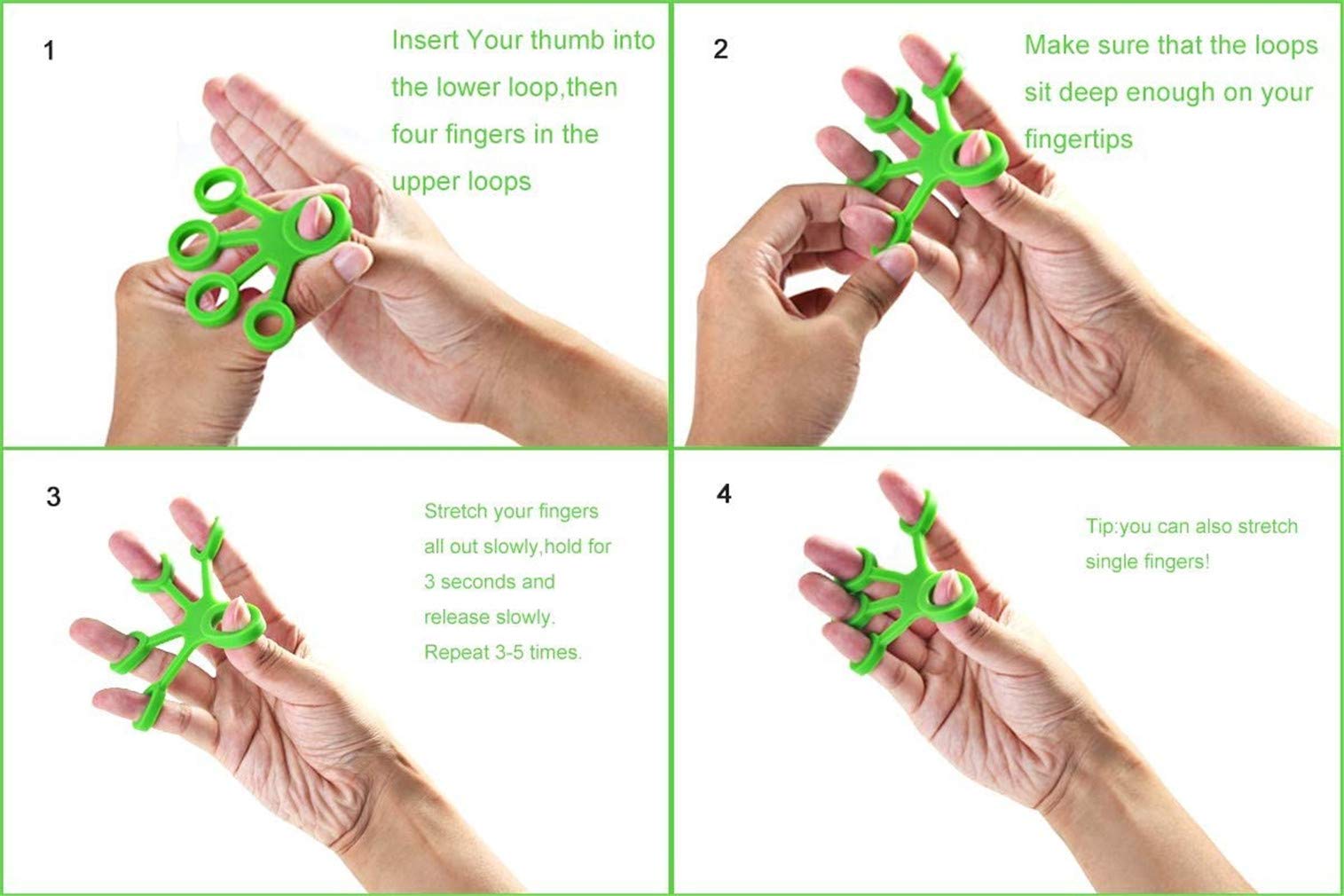 Bandes De Renforcement Doigts 6 Niveaux - Exercices Main, Avant-Bras, Tennis, Escalade, Guitare, Rééducation