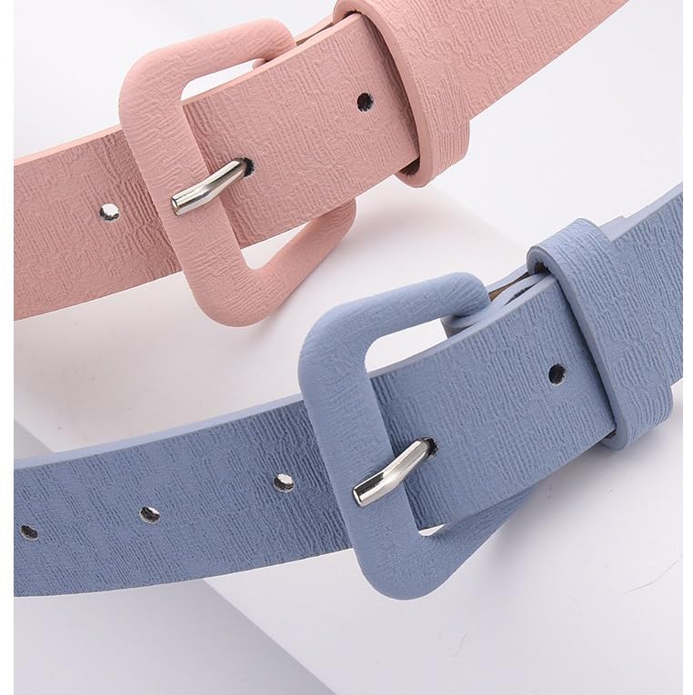 Women's Fashion Belt, Leather Square Buckle Design, Candy Color, for Jeans and Dresses4