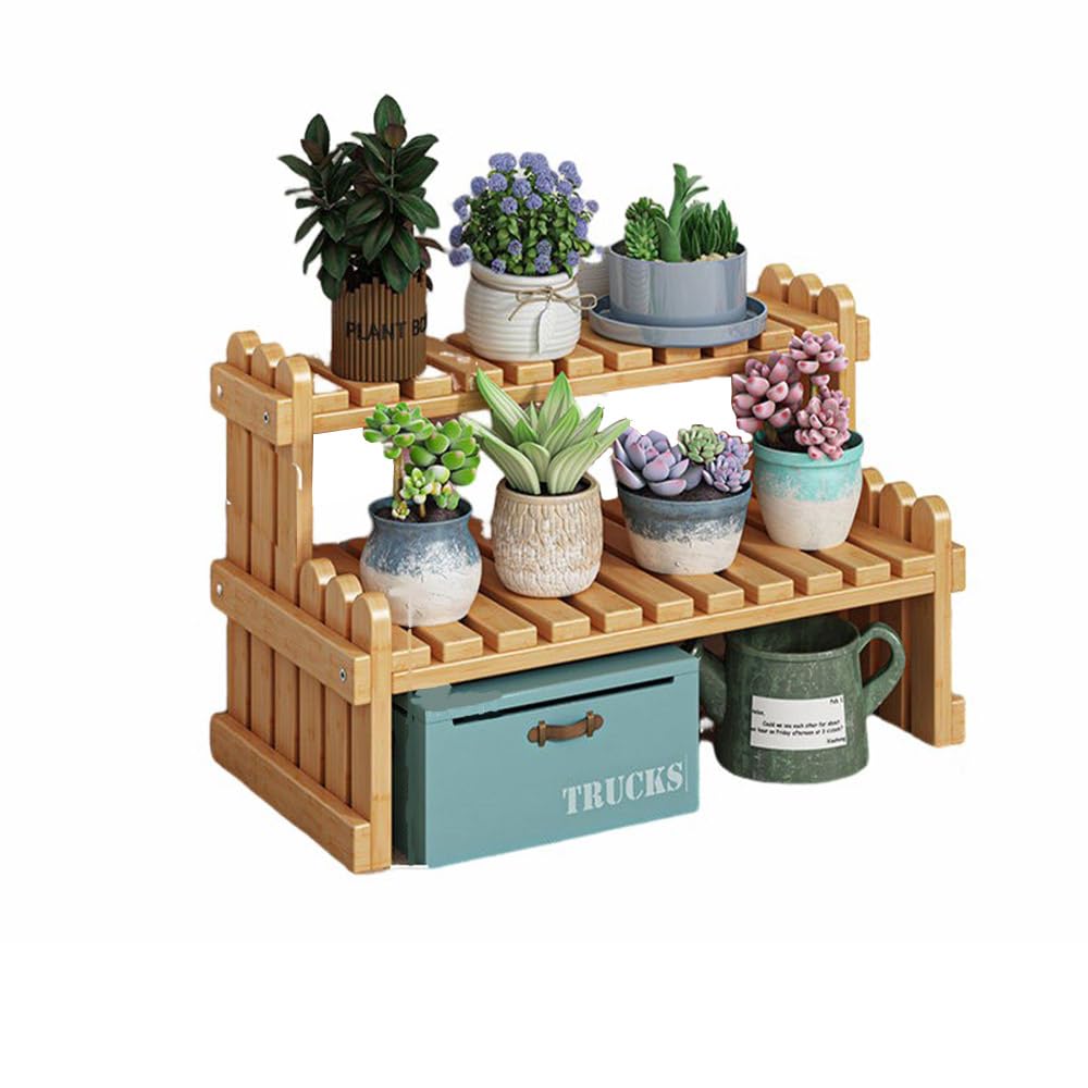 Amazon.co.jp: フラワースタンド 2段 竹製 ガーデニング スタンド 鉢