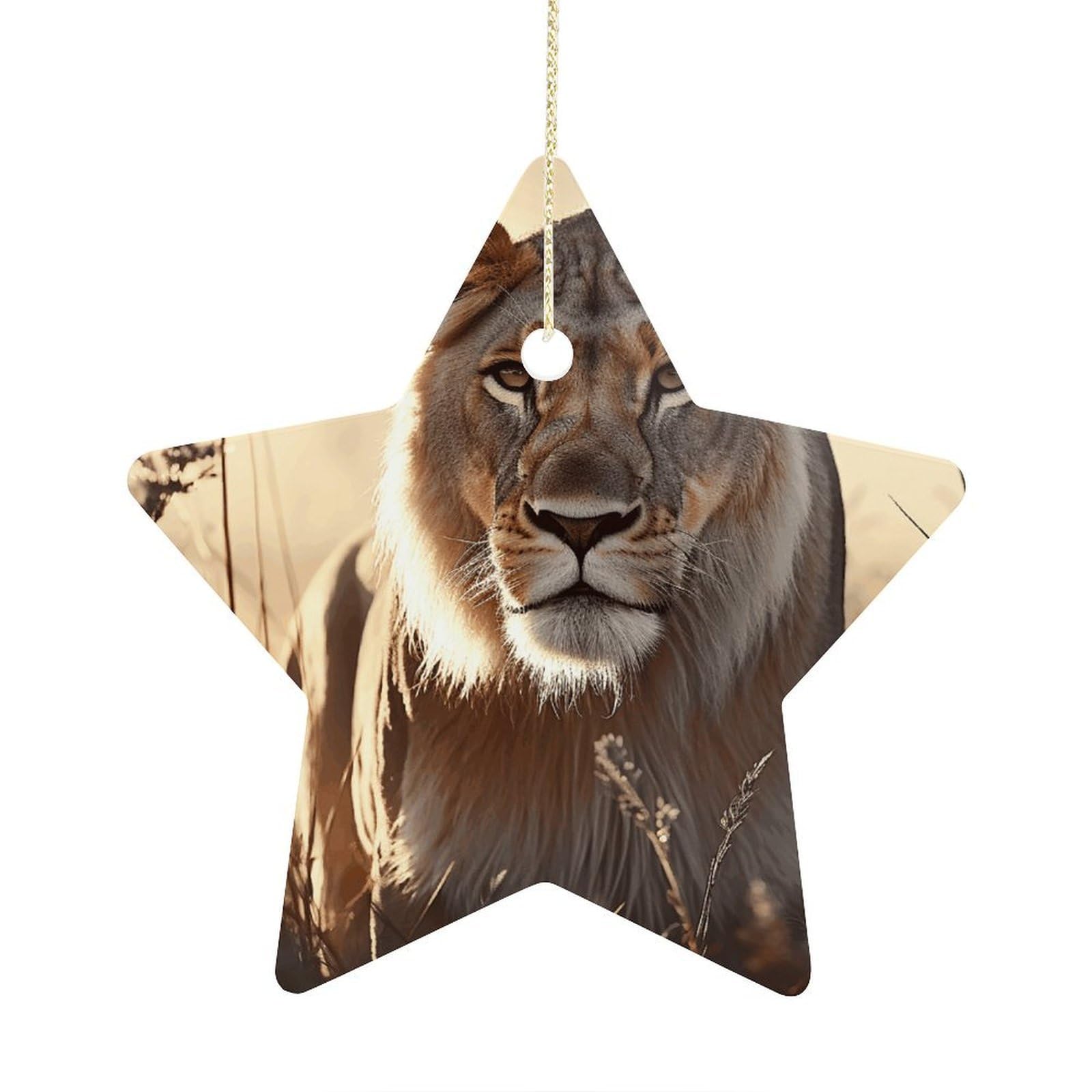 Fodpand Women's Style Lion Ornament With String, Keepsake Hanging Decorations,Ceramic Ornaments For Men Indoor Home Holiday Party Gifts