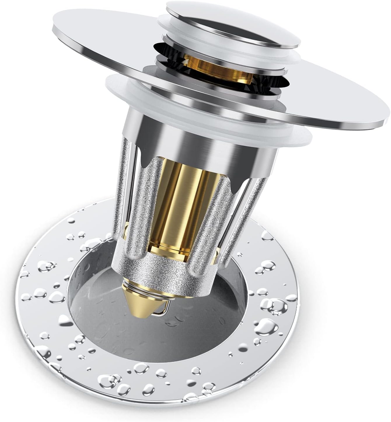 JIRVY Universal Bathroom Sink Plug Pop Up Sink Strainer Stopper for 2838mm Drain Holes