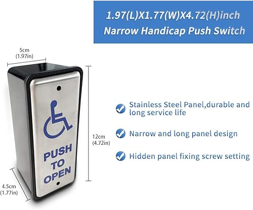 Miniatura 3 de Olideauto Abridor de puerta giratoria automático negro Olide-120B con 2 botones de presión delgados con cable Olide-515