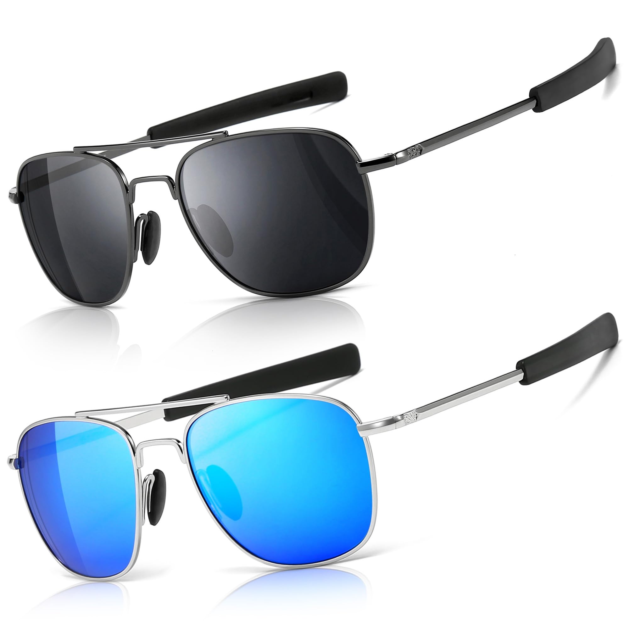 SUNGAIT Men's Military Style Polarized Pilot Aviator Sunglasses Bayonet  Temples