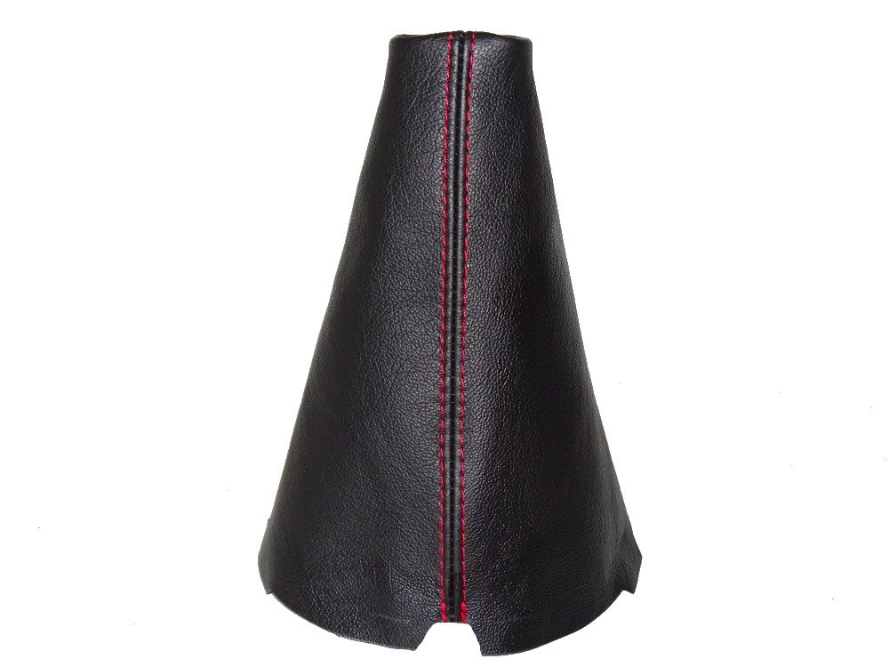 The Tuning-Shop for Mazda Protege 1998-2003 Shift Boot Black Genuine Leather Red Stitching