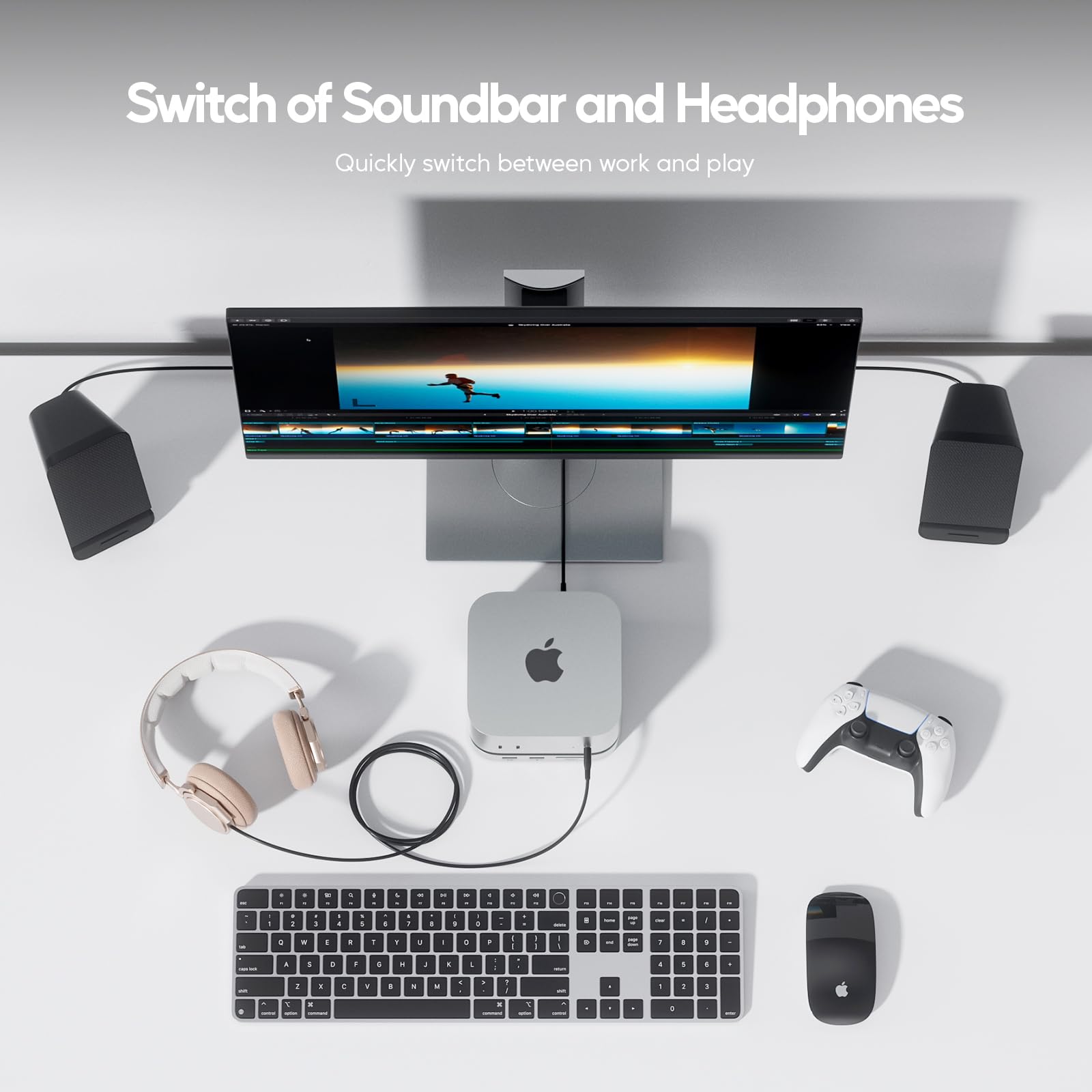 Mac mini M4 Dock z obudową SSD 4TB (SSD nie jest w zestawie), akcesoria hub USB C dla Mac mini 2024 M4 Pro z HDMI 4K 60Hz, 3 x USB A 2.0, SD/TF, audio/mikrofon