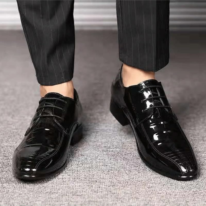 Men's Alligator Crocodile Print Oxfords Fashion Lace Up Dress Shoes Casual Business Work Office Wedding Tuxedo2