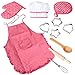 ThinkMax Set da Cuoco 11 Pezzi, Kit da Gioco Costume da Cucina, Grembiule da Ragazza con Cappello da Cuoco, Guanto da Cucina e formine per Biscotti