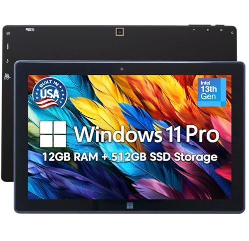 Fusion5 米国製 10.1インチ Windows 11 Professional タブレット PC FWIN232 PRO N5、12GB RAM、512GB SSD インテル 第13世代、フルHD Windowsタブレット、USB C、HDMI -
