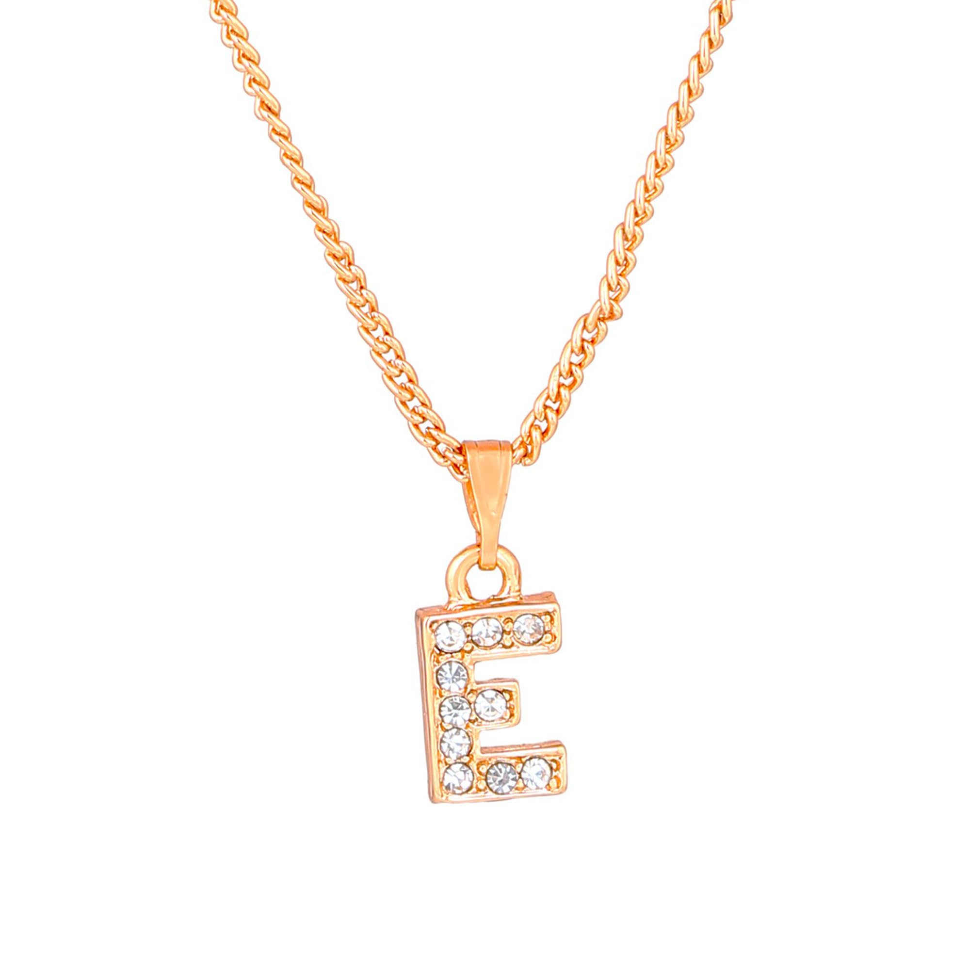 Rose Gold Plated Small & Elegant Letter Pendant with Crystals for Girl's & Women-image-48