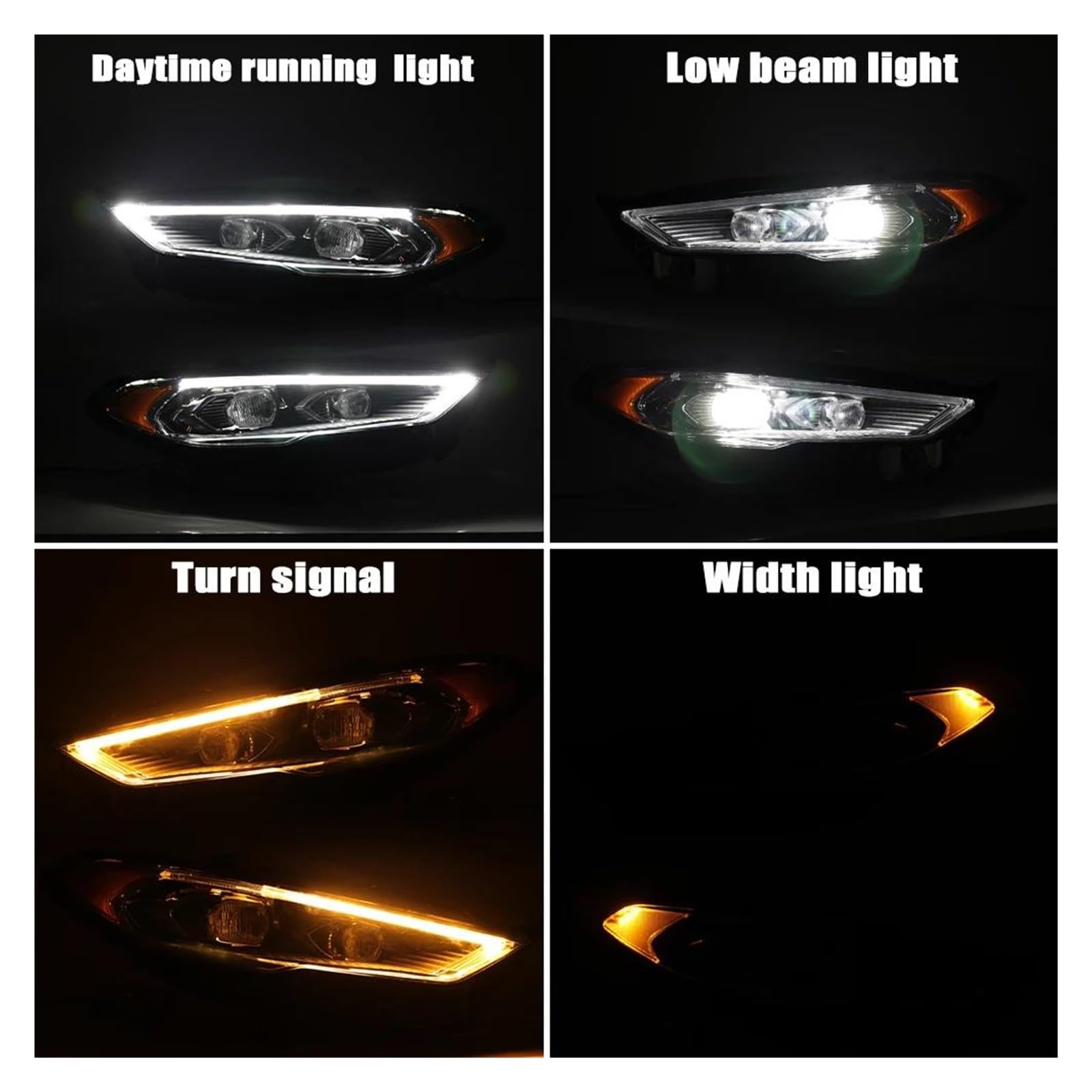 KIRYU Fari 1pcs Auto Faro LED DRL Proiettore Faro HID Led Daytime Running Light Indicatore Direzione Per Ford Per Fusion 2017 2018 2019 2020 Faro Proiettore(Right passenger)