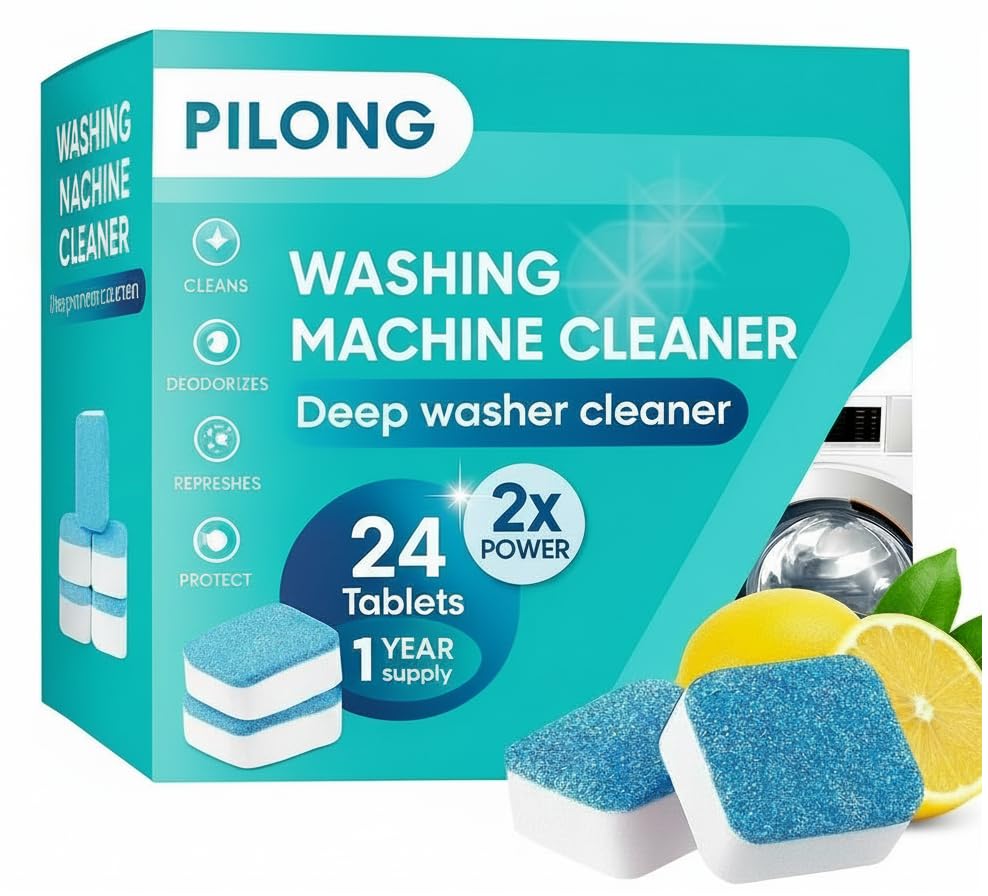 Image of Washing Machine Cleaner Tablet - 24 Pack Deep Cleaning Tablets For HE Front Loader & Top Load Washer, Tripple Decontamination Formula, Clean Inside Drum